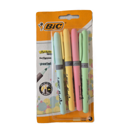 Zakreślacze kieszonkowe BIC Highlighter Grip Pastel 4 kolory